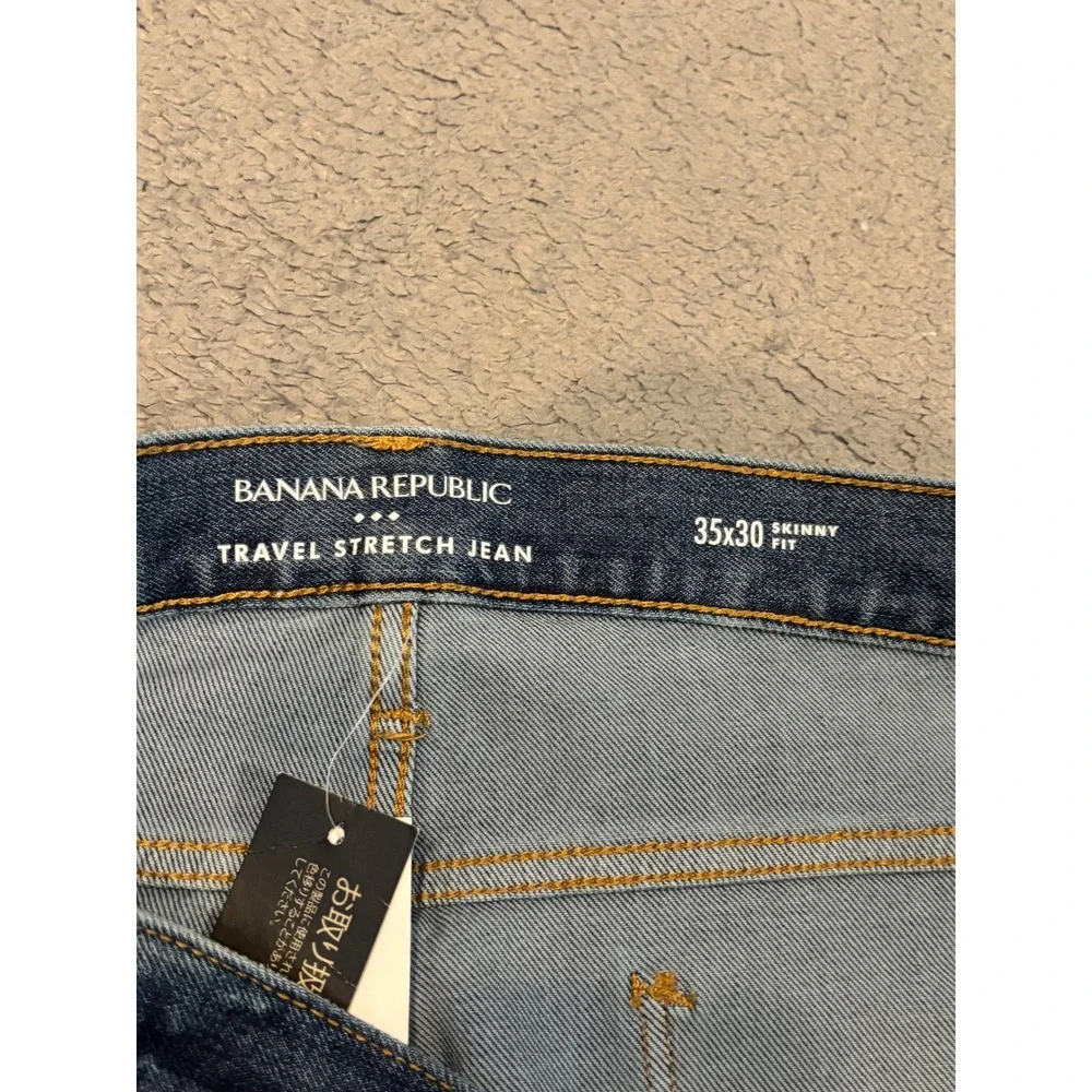 Banana Republic Travel Stretch Jeans Mens 35x30 Skinny Fit Blue Med Wash Denim